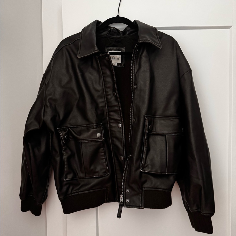 Aerie Bomber Leather Jacket